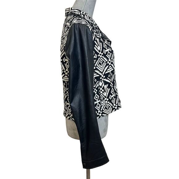 Blu Pepper Women's L Tribal Print FAUX Leather Moto Jacket Gothic Grunge Western - Picture 7 of 14